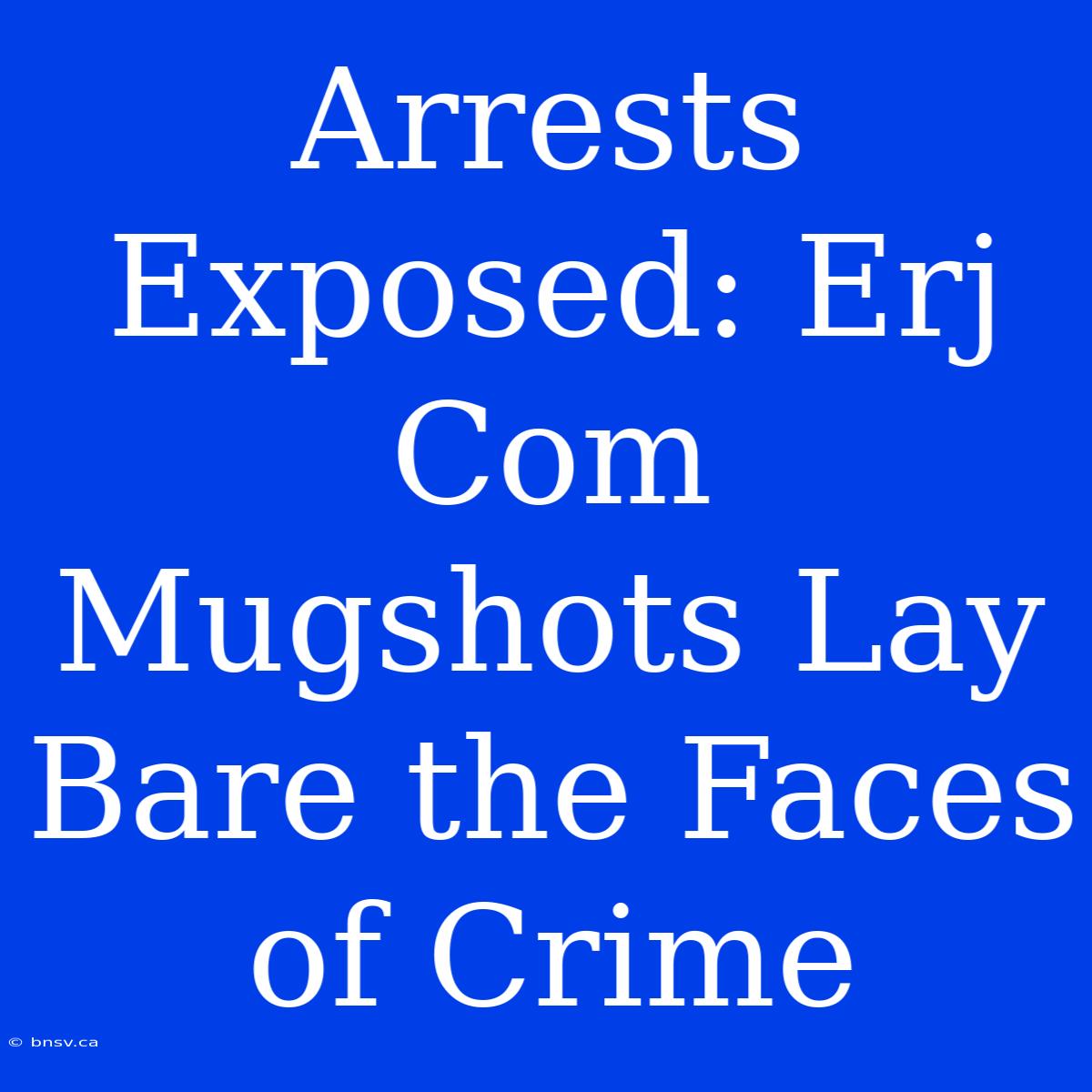 Arrests Exposed: Erj Com Mugshots Lay Bare The Faces Of Crime