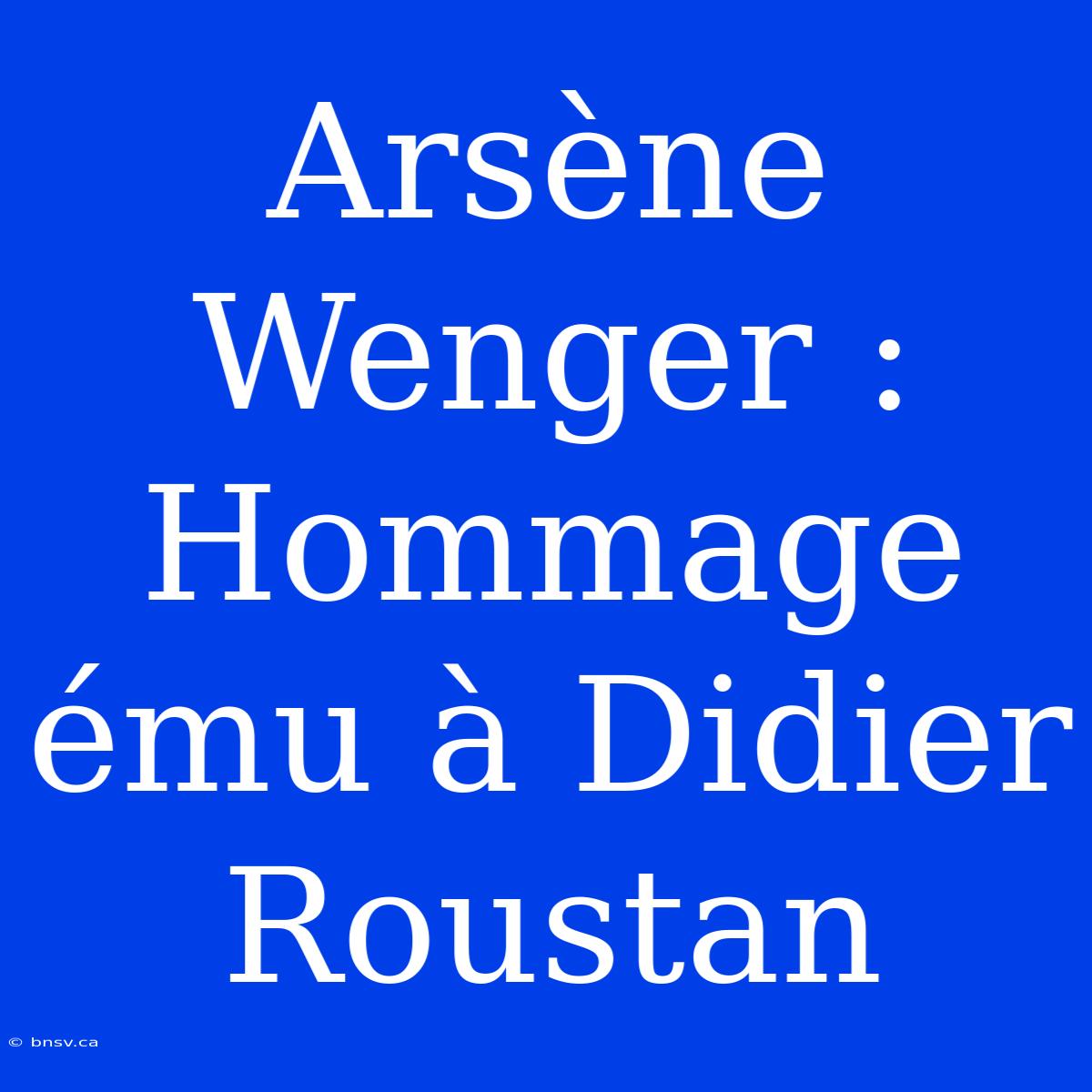 Arsène Wenger : Hommage Ému À Didier Roustan