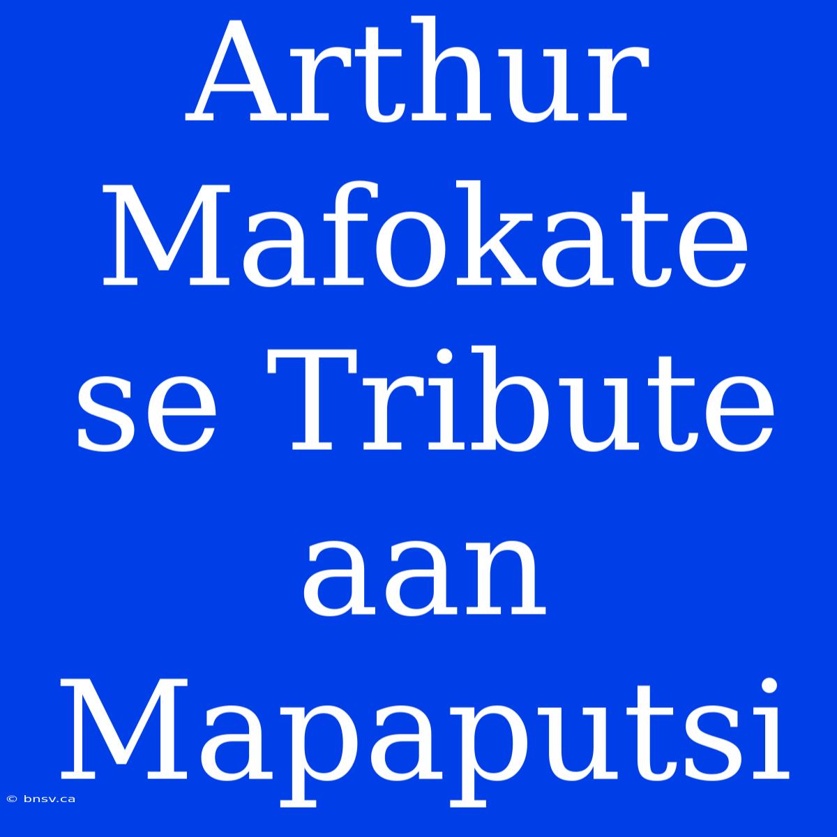 Arthur Mafokate Se Tribute Aan Mapaputsi