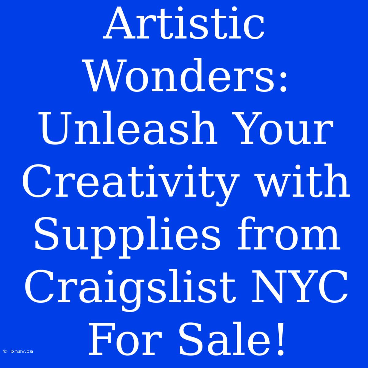 Artistic Wonders: Unleash Your Creativity With Supplies From Craigslist NYC For Sale!