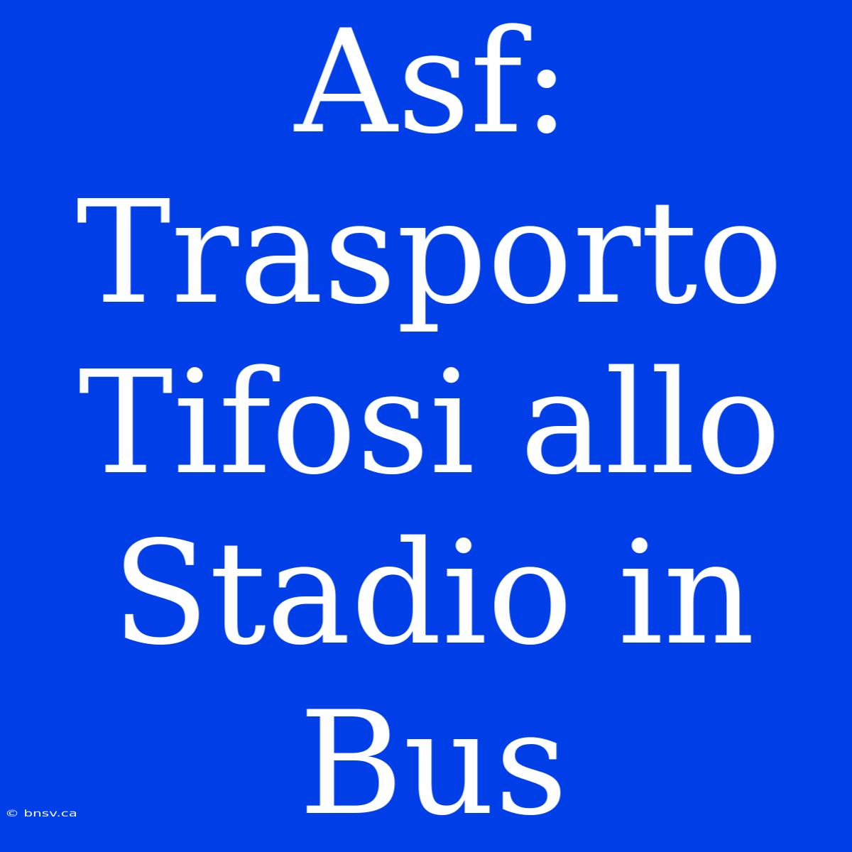 Asf: Trasporto Tifosi Allo Stadio In Bus