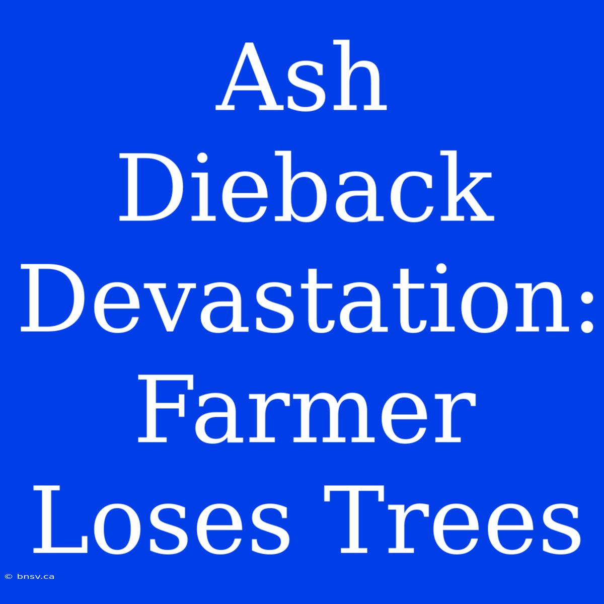 Ash Dieback Devastation: Farmer Loses Trees