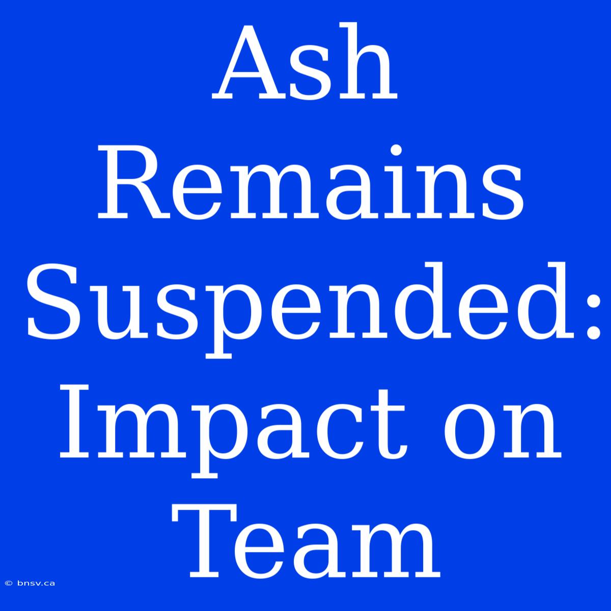 Ash Remains Suspended:  Impact On Team