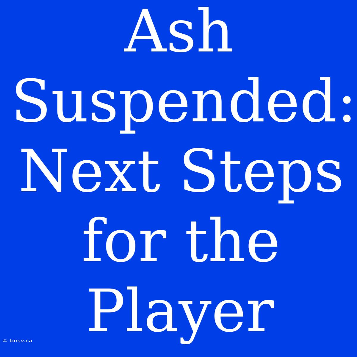 Ash Suspended:  Next Steps For The Player