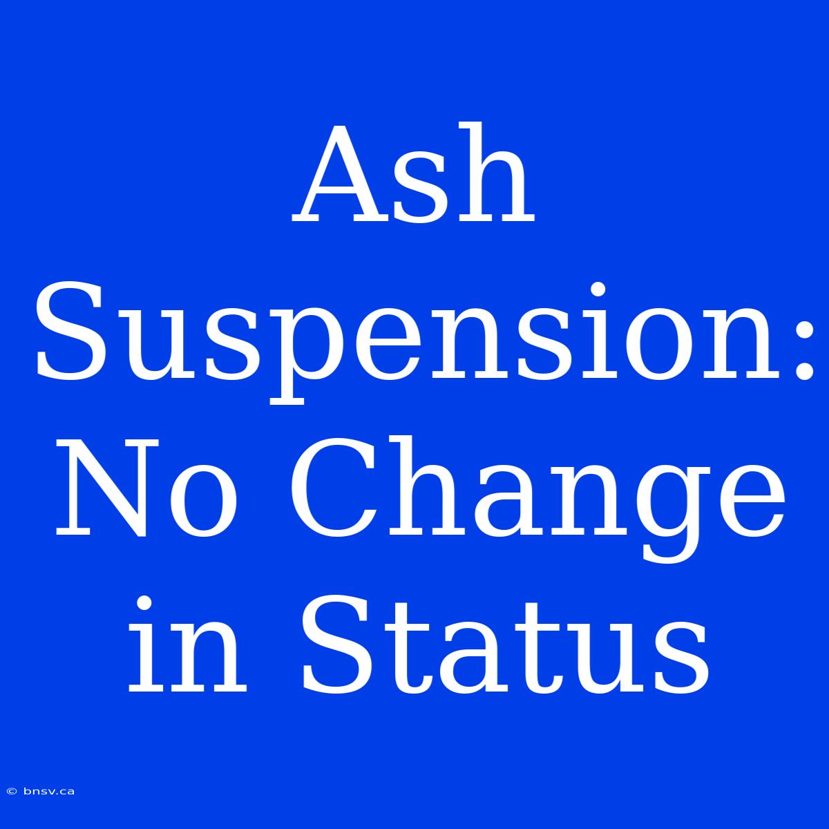 Ash Suspension:  No Change In Status