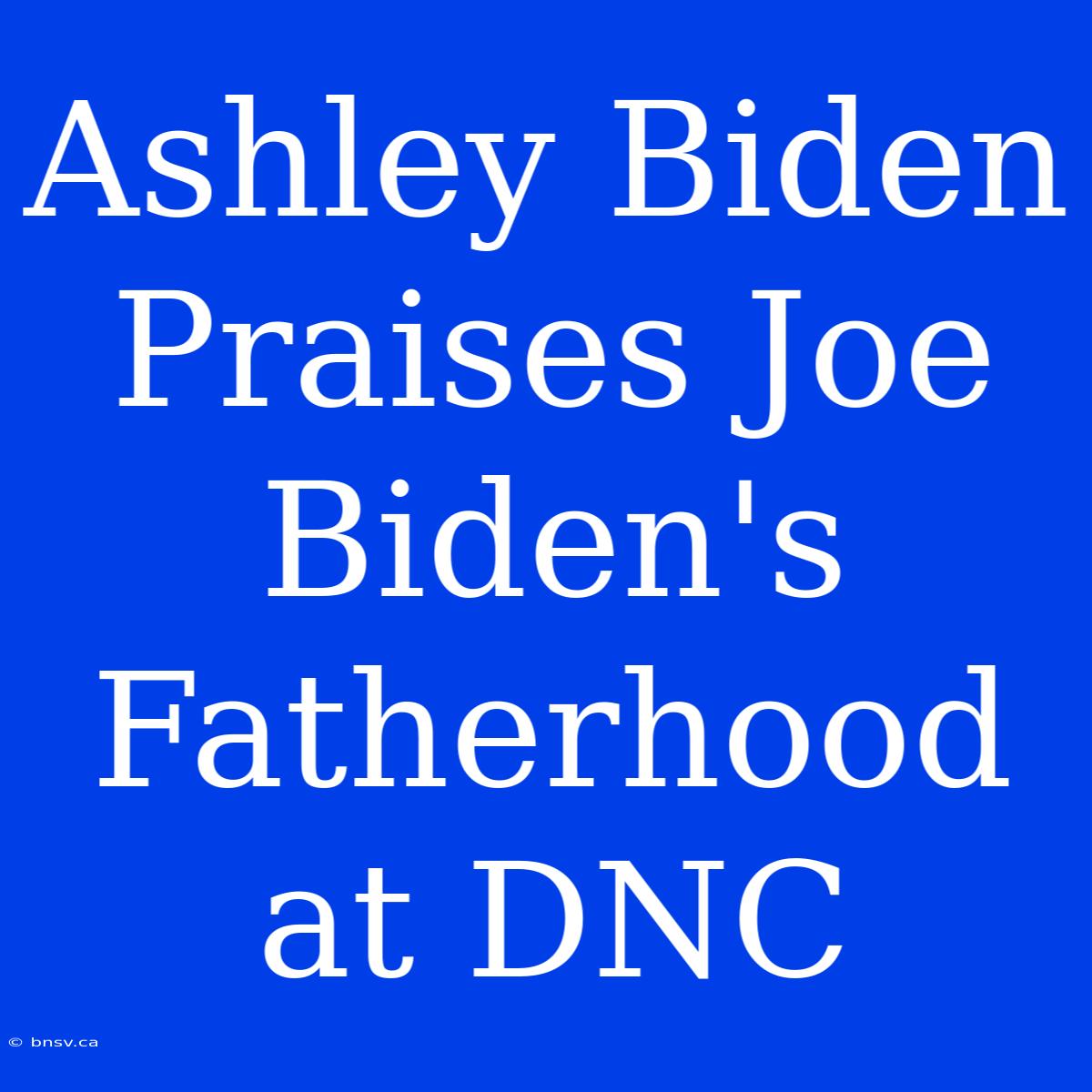 Ashley Biden Praises Joe Biden's Fatherhood At DNC