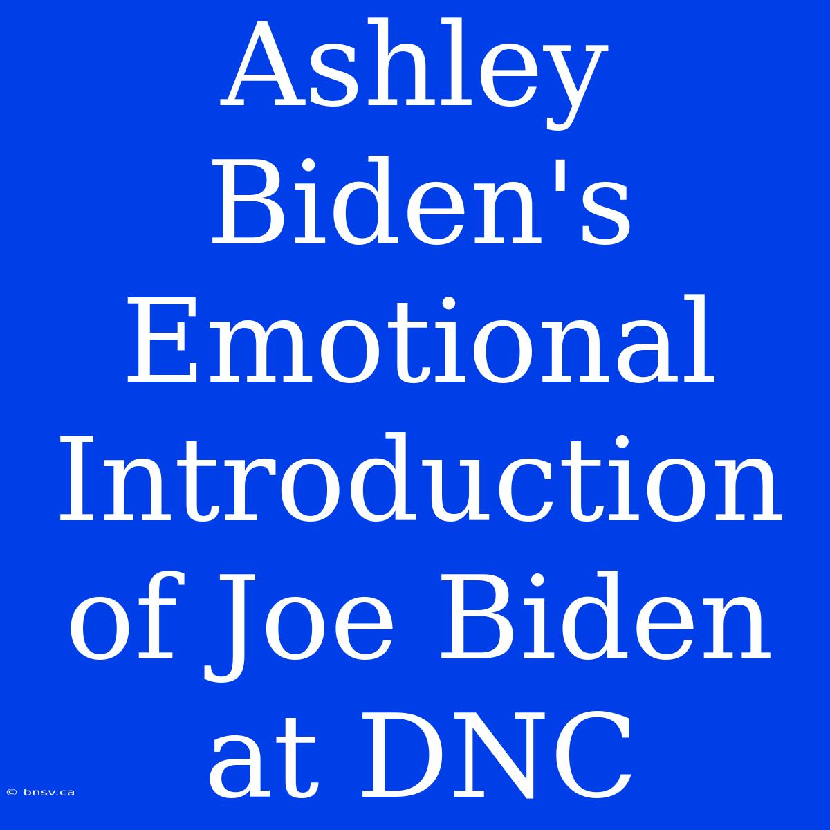 Ashley Biden's Emotional Introduction Of Joe Biden At DNC