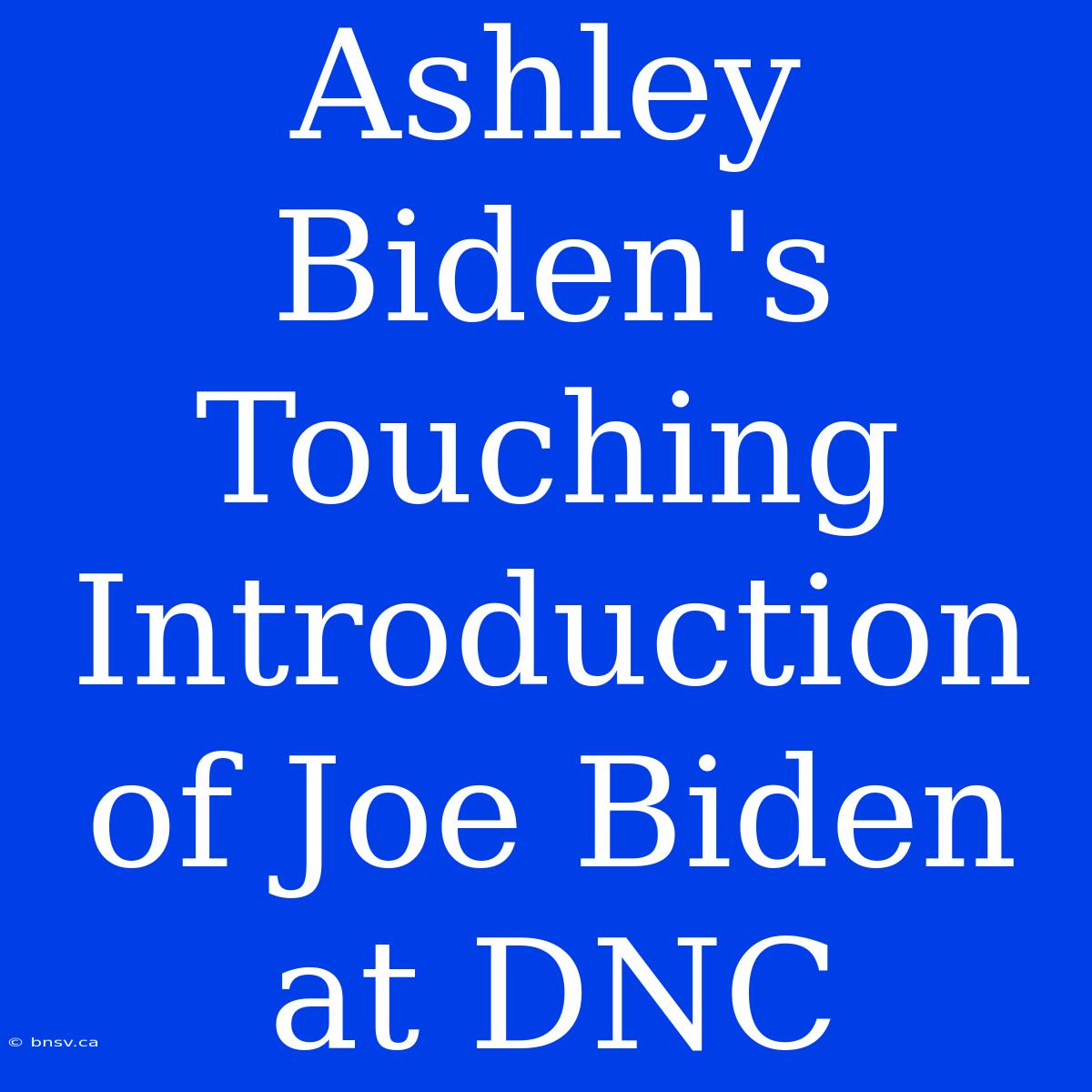 Ashley Biden's Touching Introduction Of Joe Biden At DNC