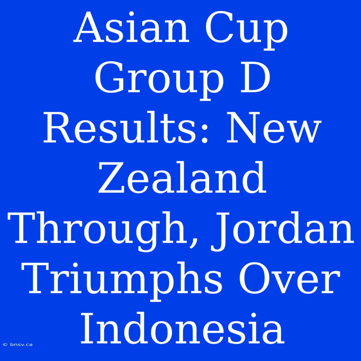 Asian Cup Group D Results: New Zealand Through, Jordan Triumphs Over Indonesia