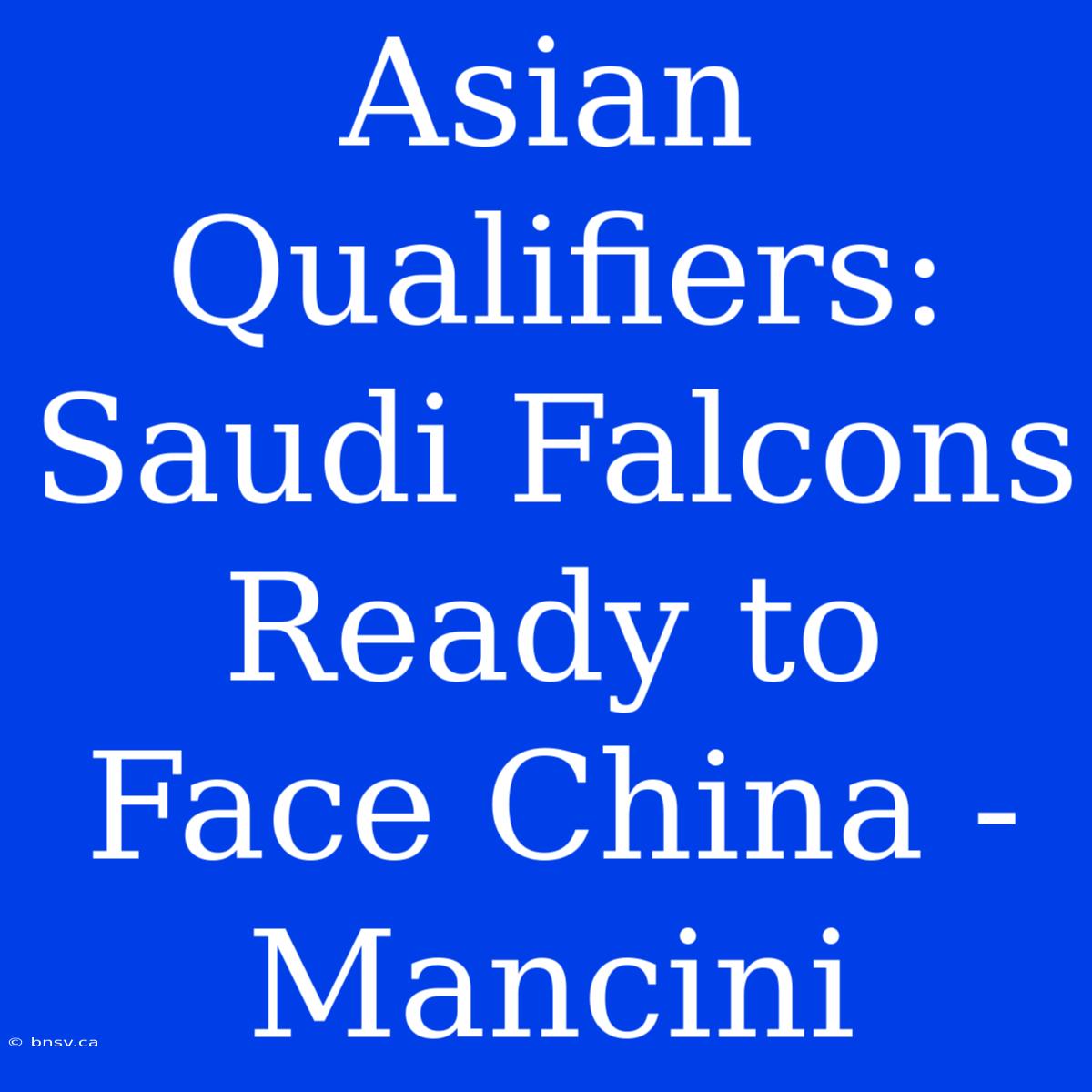 Asian Qualifiers: Saudi Falcons Ready To Face China - Mancini