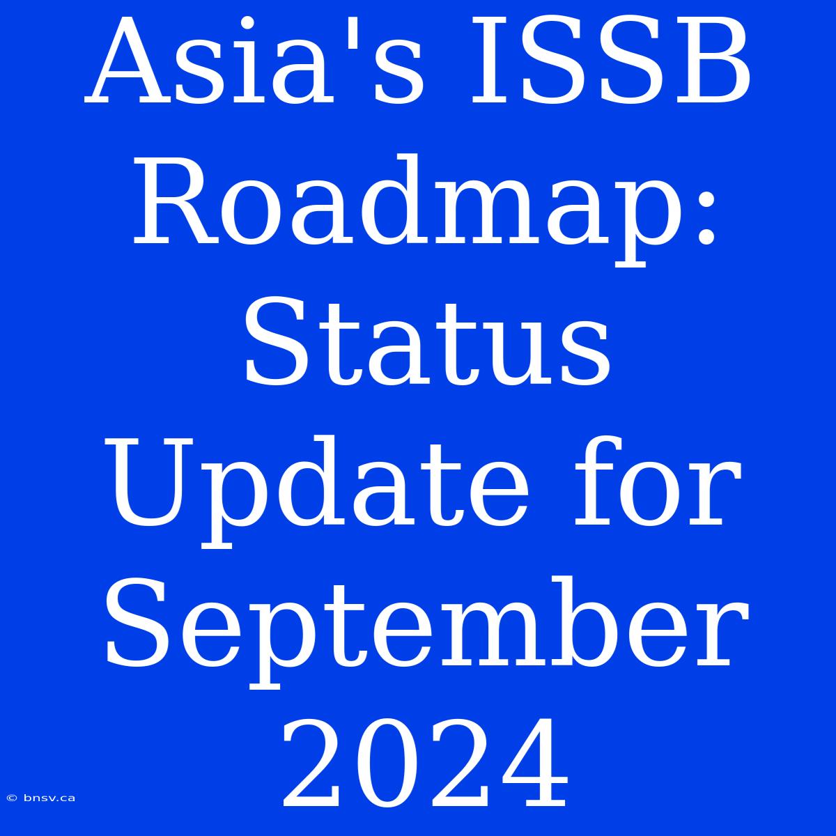 Asia's ISSB Roadmap: Status Update For September 2024