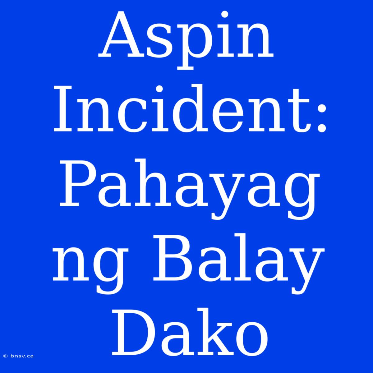 Aspin Incident: Pahayag Ng Balay Dako