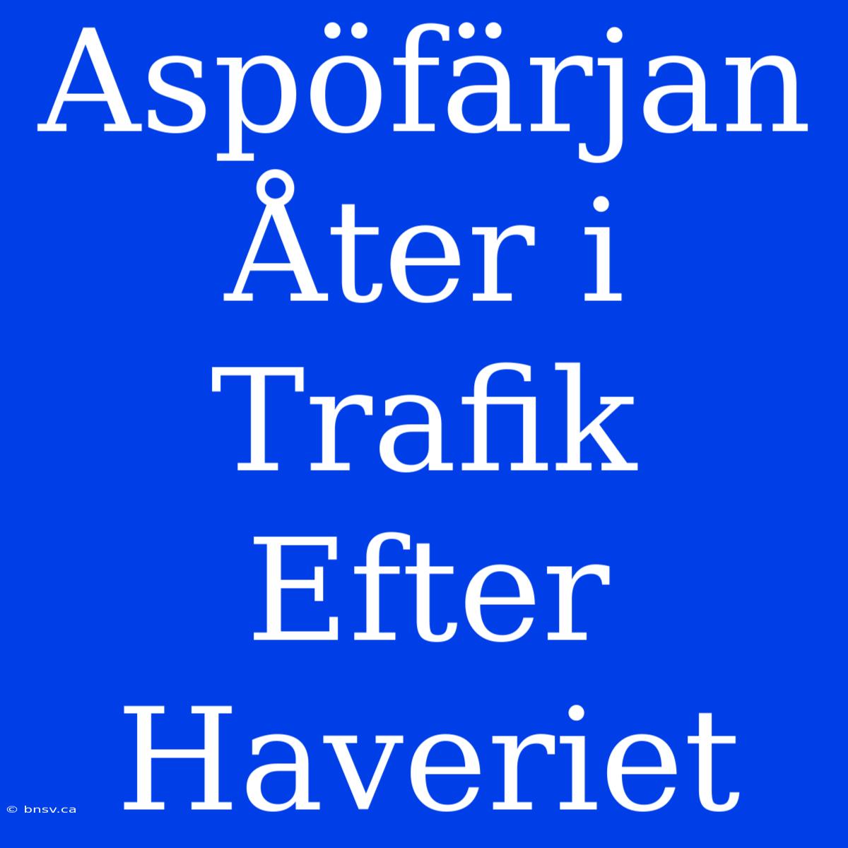 Aspöfärjan Åter I Trafik Efter Haveriet