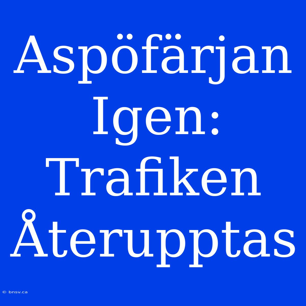 Aspöfärjan Igen: Trafiken Återupptas