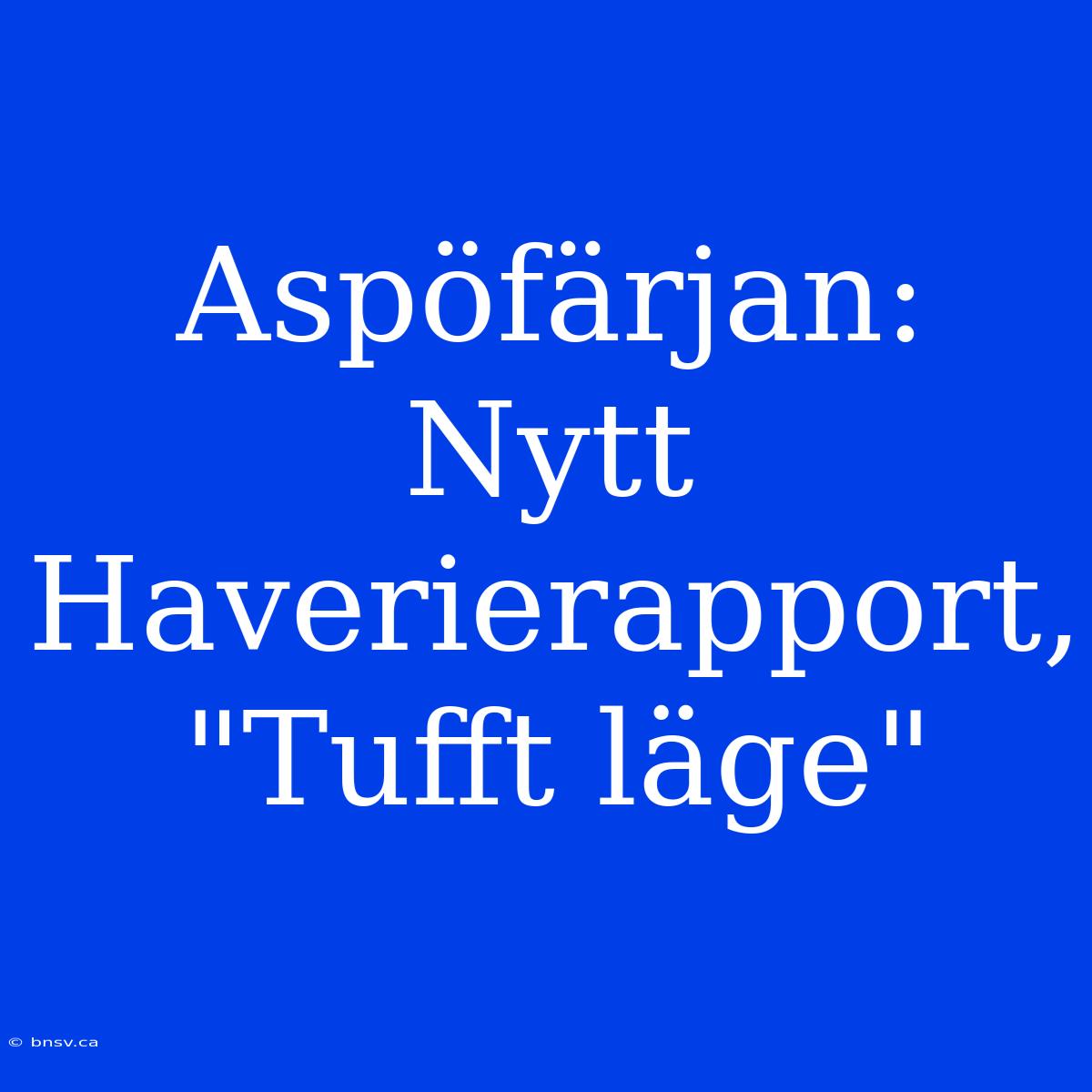 Aspöfärjan: Nytt Haverierapport, 