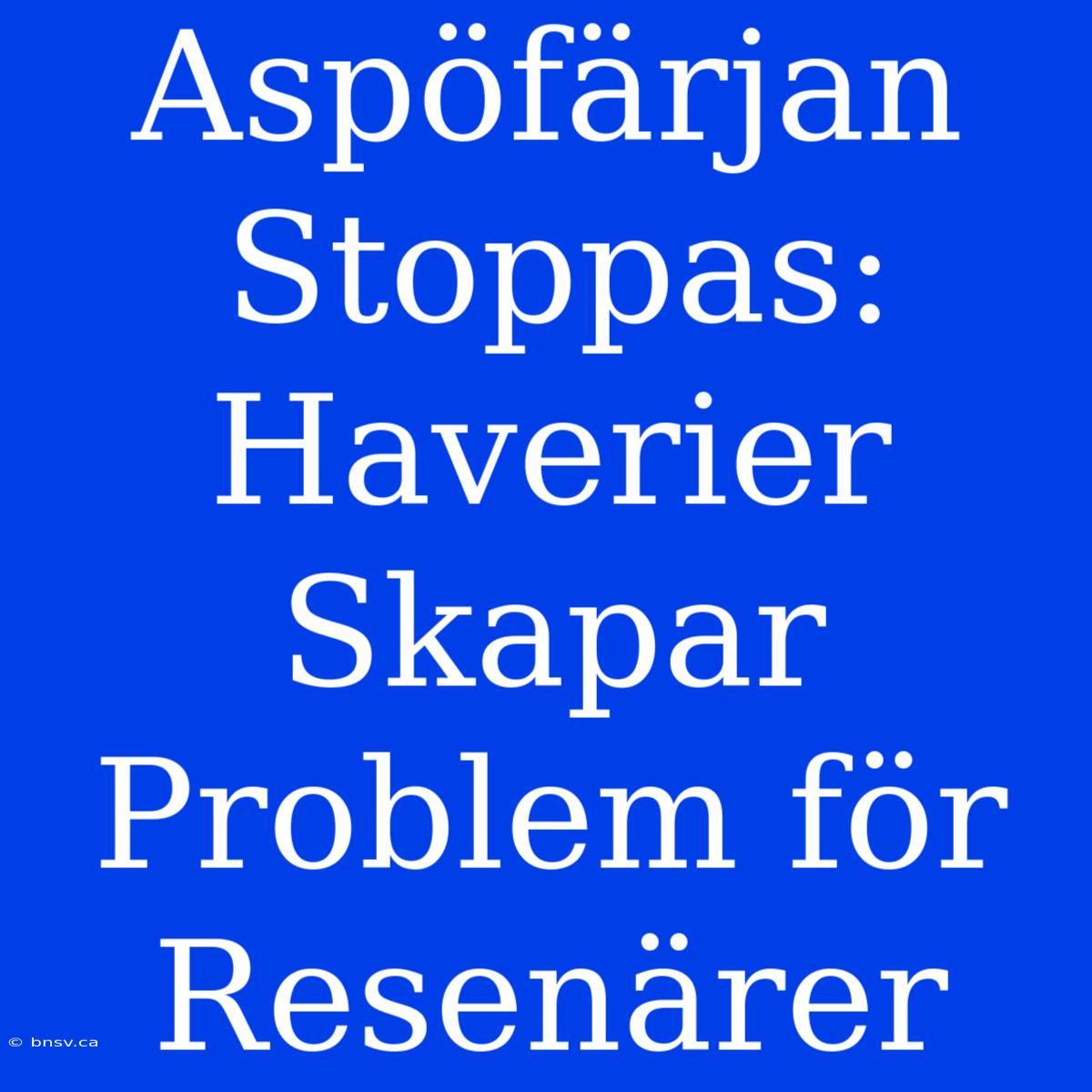 Aspöfärjan Stoppas: Haverier Skapar Problem För Resenärer