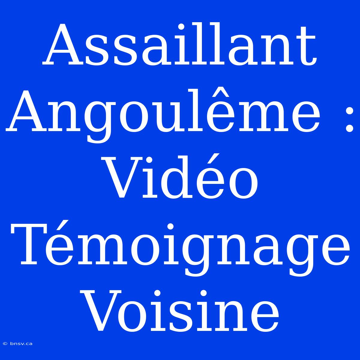 Assaillant Angoulême : Vidéo Témoignage Voisine