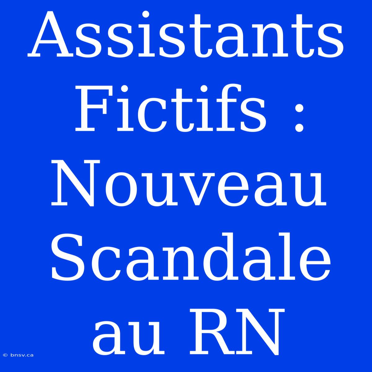 Assistants Fictifs : Nouveau Scandale Au RN