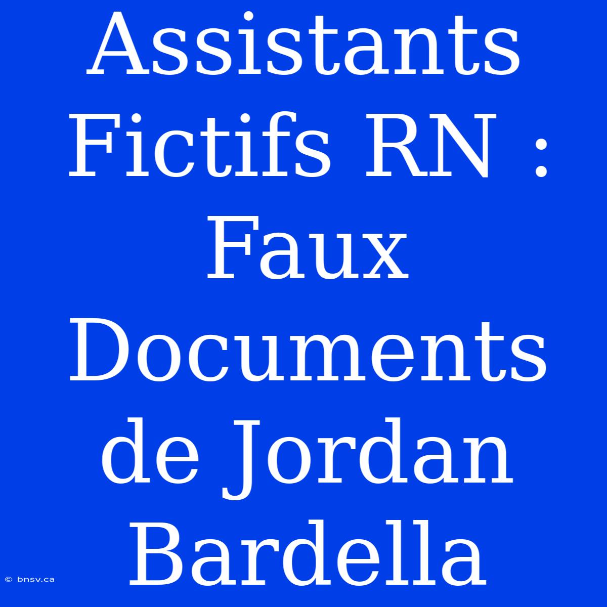 Assistants Fictifs RN : Faux Documents De Jordan Bardella