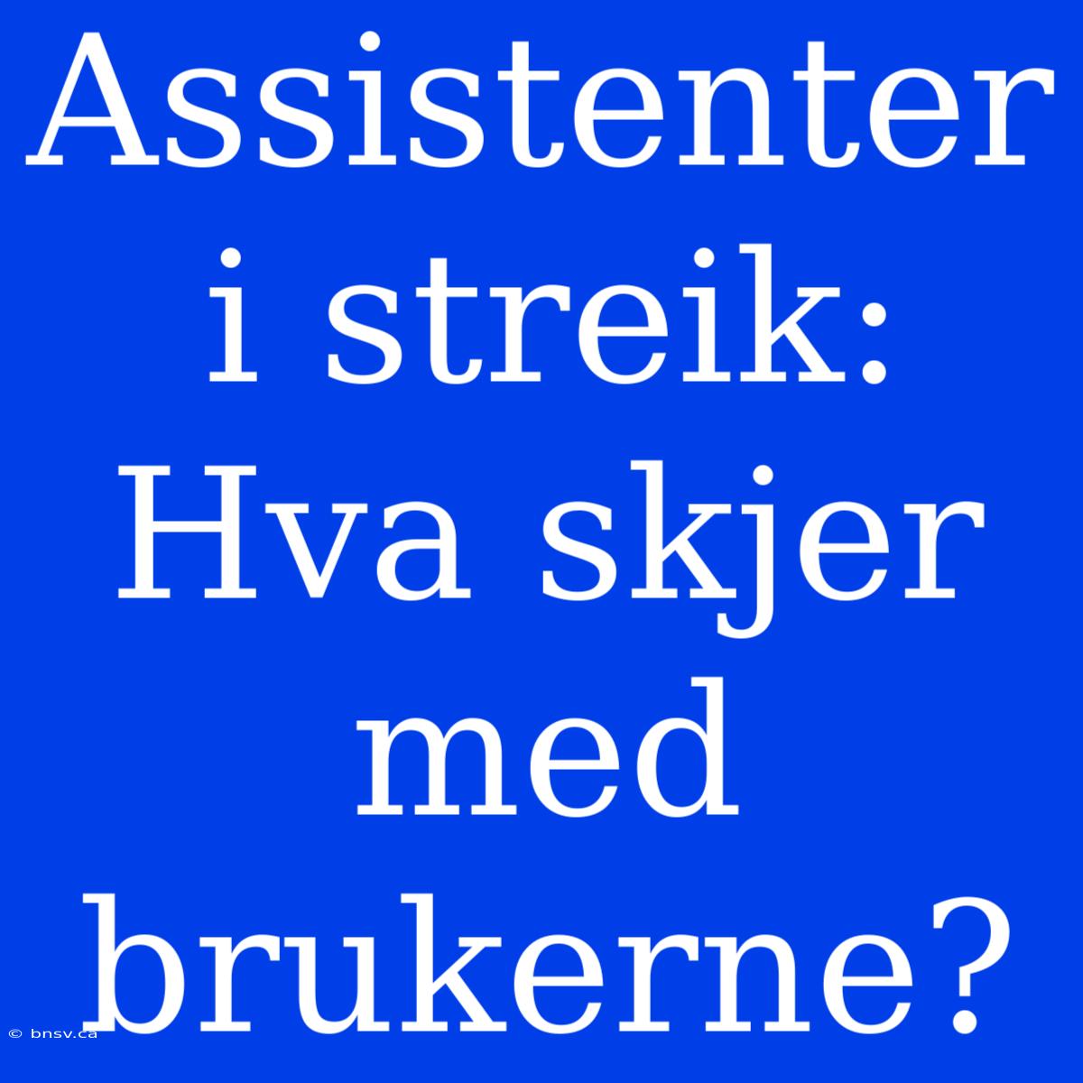 Assistenter I Streik: Hva Skjer Med Brukerne?