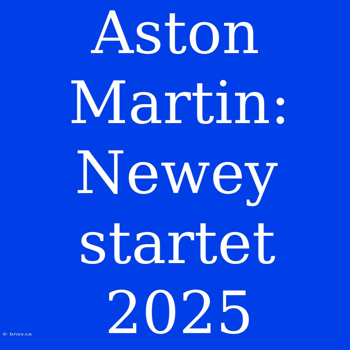 Aston Martin: Newey Startet 2025