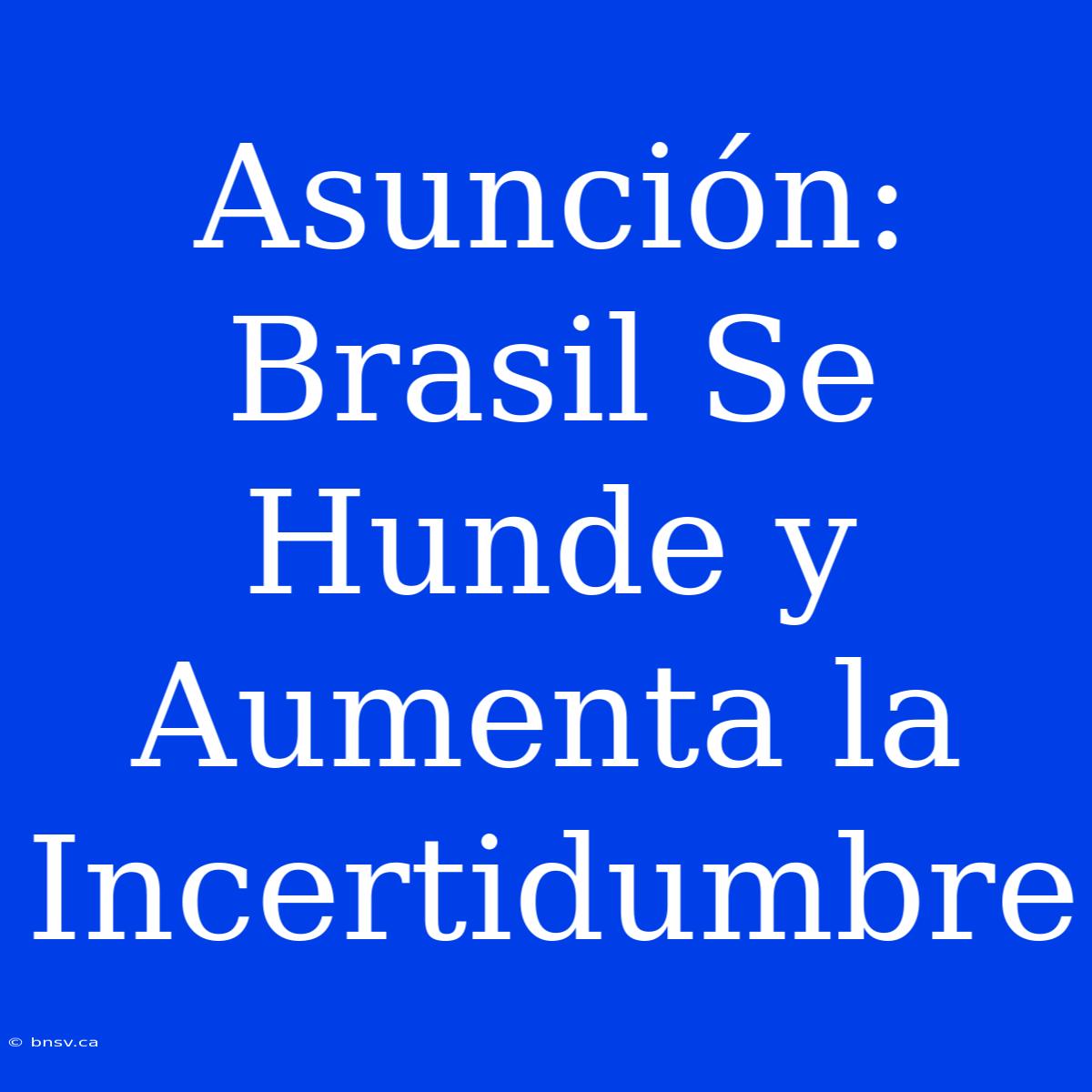 Asunción: Brasil Se Hunde Y Aumenta La Incertidumbre