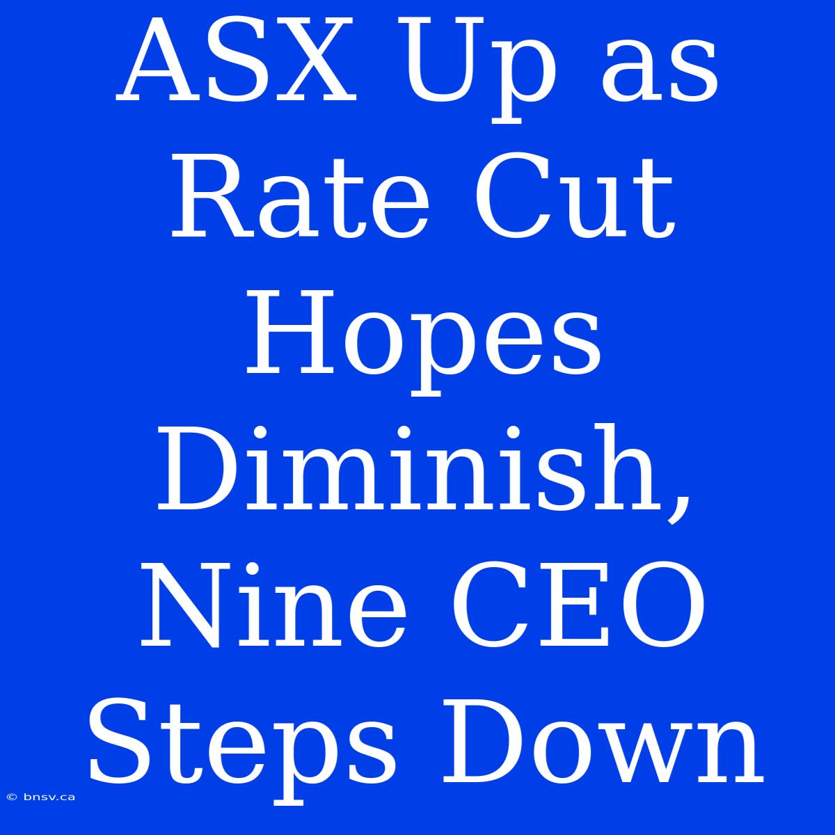 ASX Up As Rate Cut Hopes Diminish, Nine CEO Steps Down