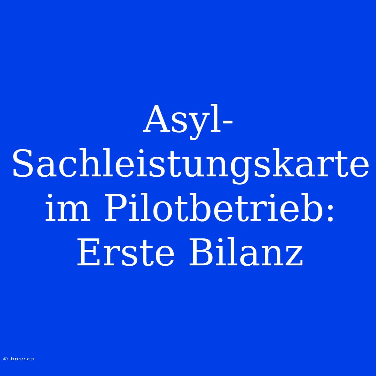 Asyl-Sachleistungskarte Im Pilotbetrieb: Erste Bilanz