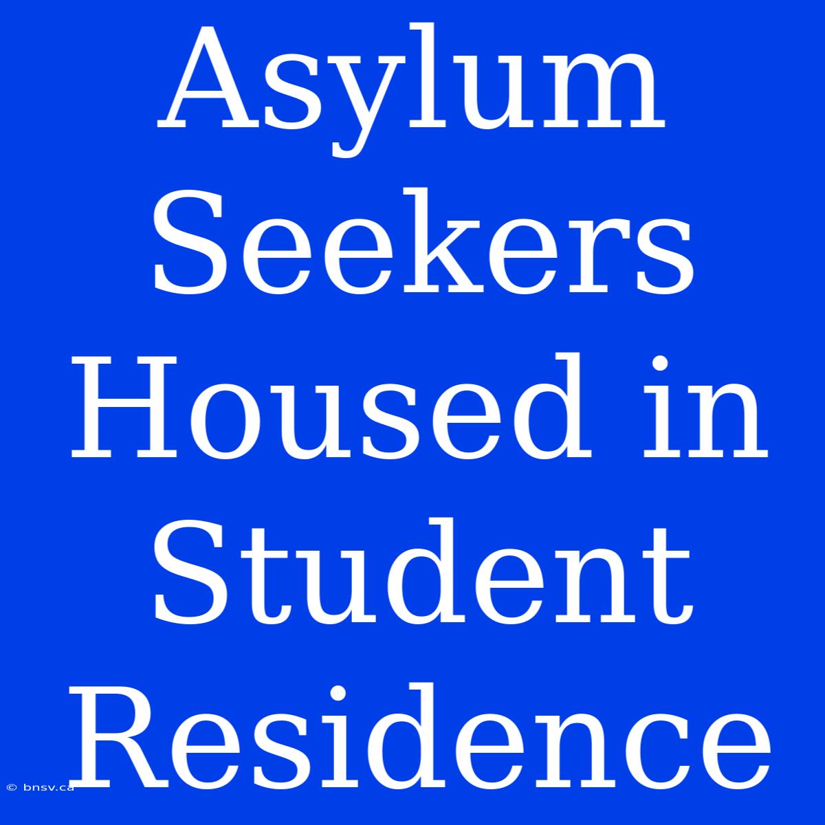 Asylum Seekers Housed In Student Residence