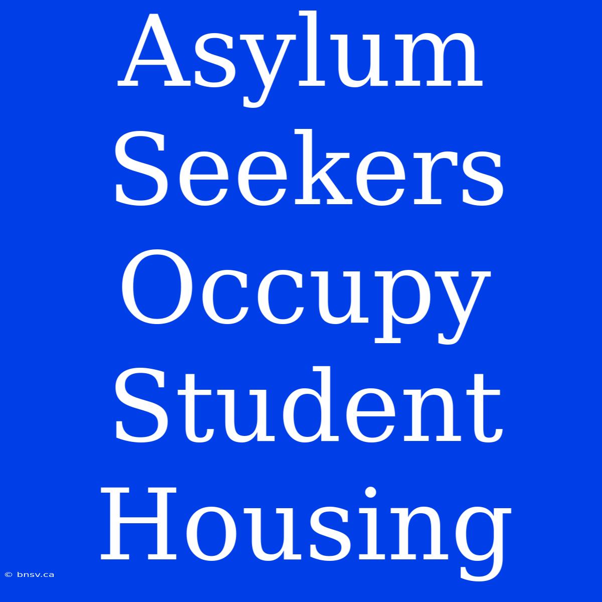 Asylum Seekers Occupy Student Housing