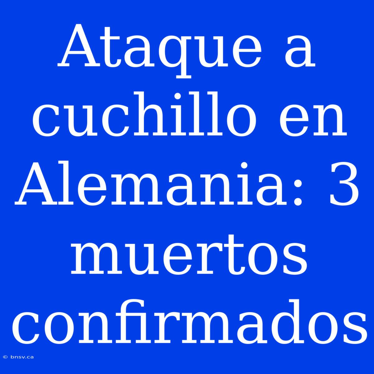 Ataque A Cuchillo En Alemania: 3 Muertos Confirmados