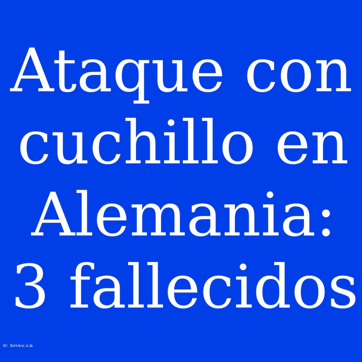 Ataque Con Cuchillo En Alemania: 3 Fallecidos