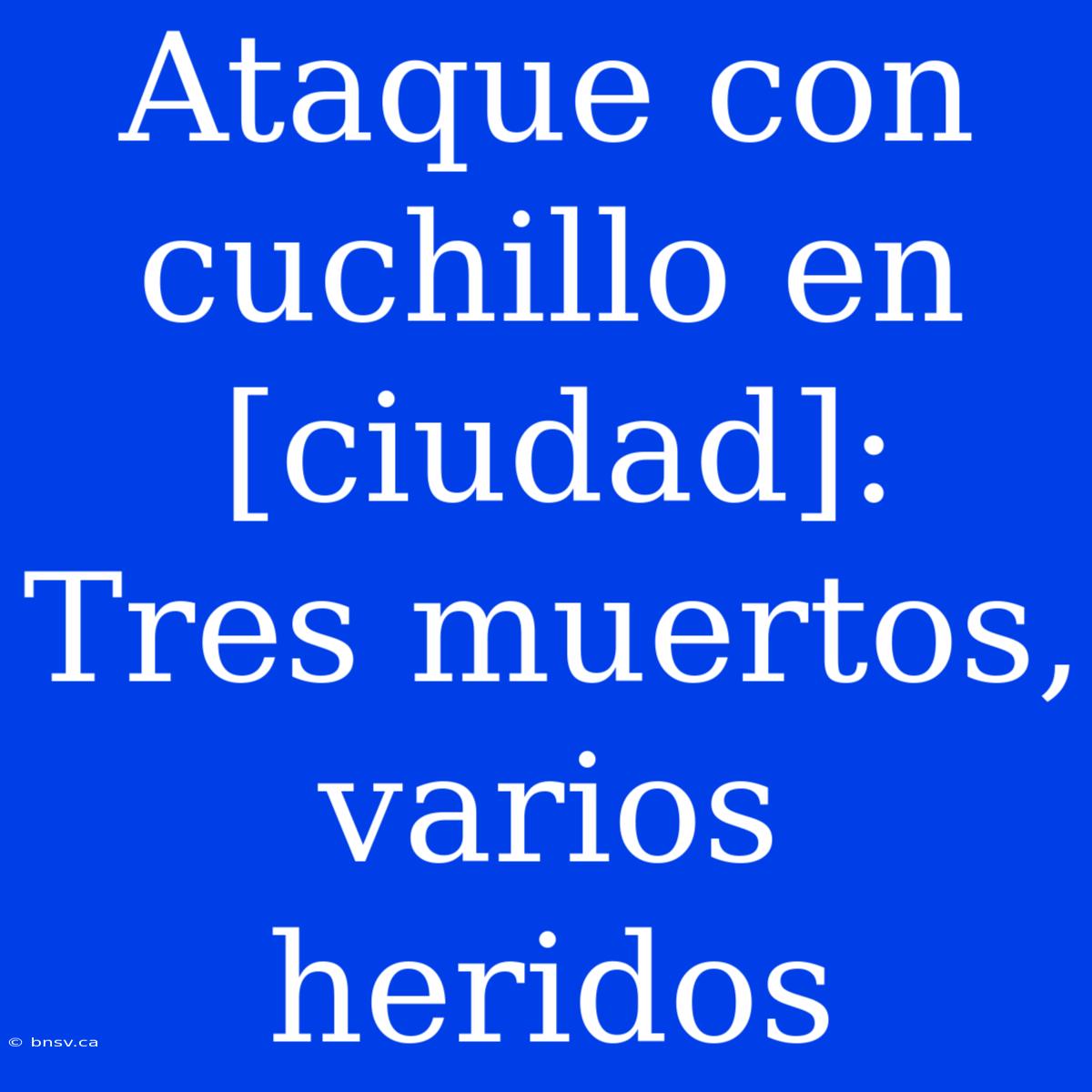 Ataque Con Cuchillo En [ciudad]: Tres Muertos, Varios Heridos