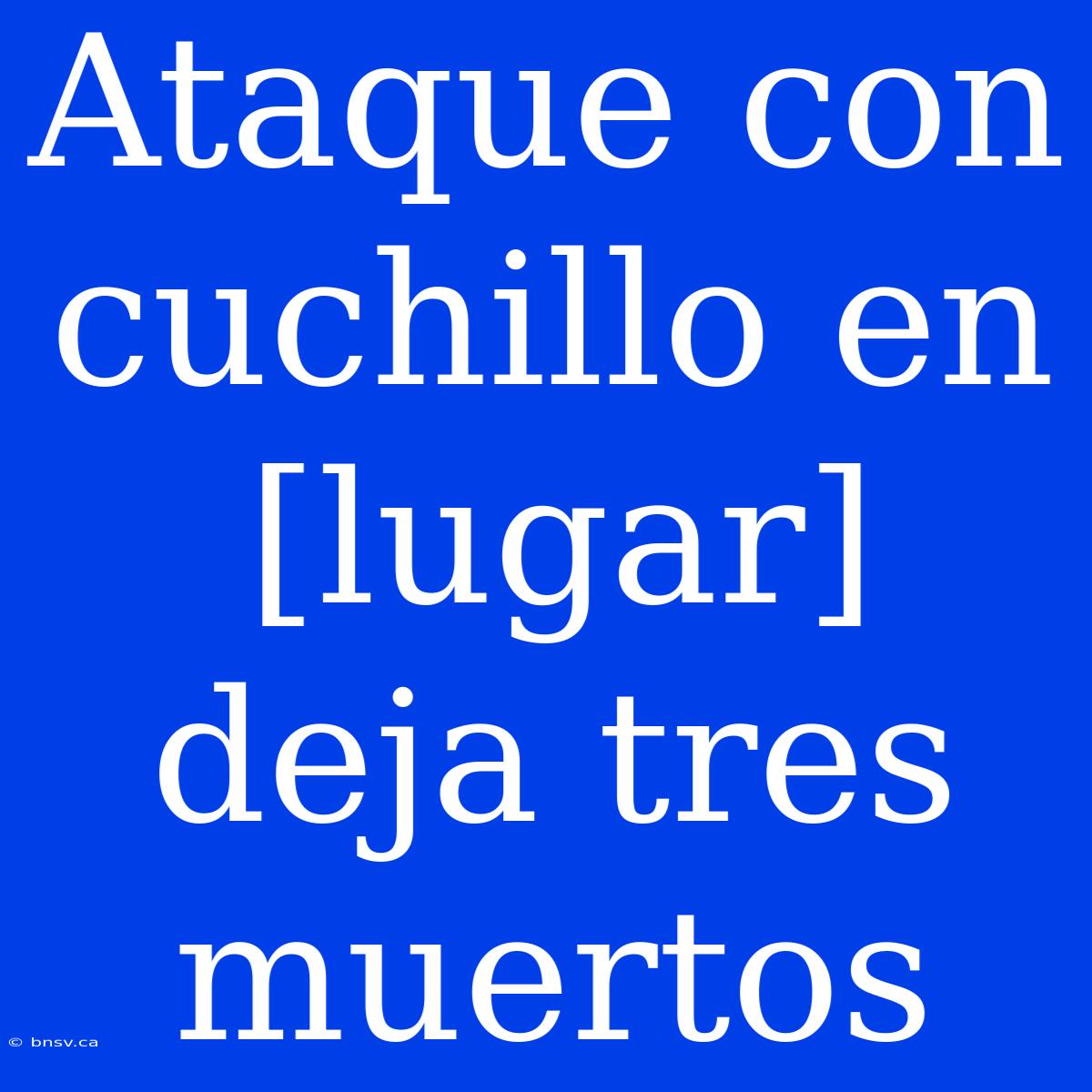 Ataque Con Cuchillo En [lugar] Deja Tres Muertos