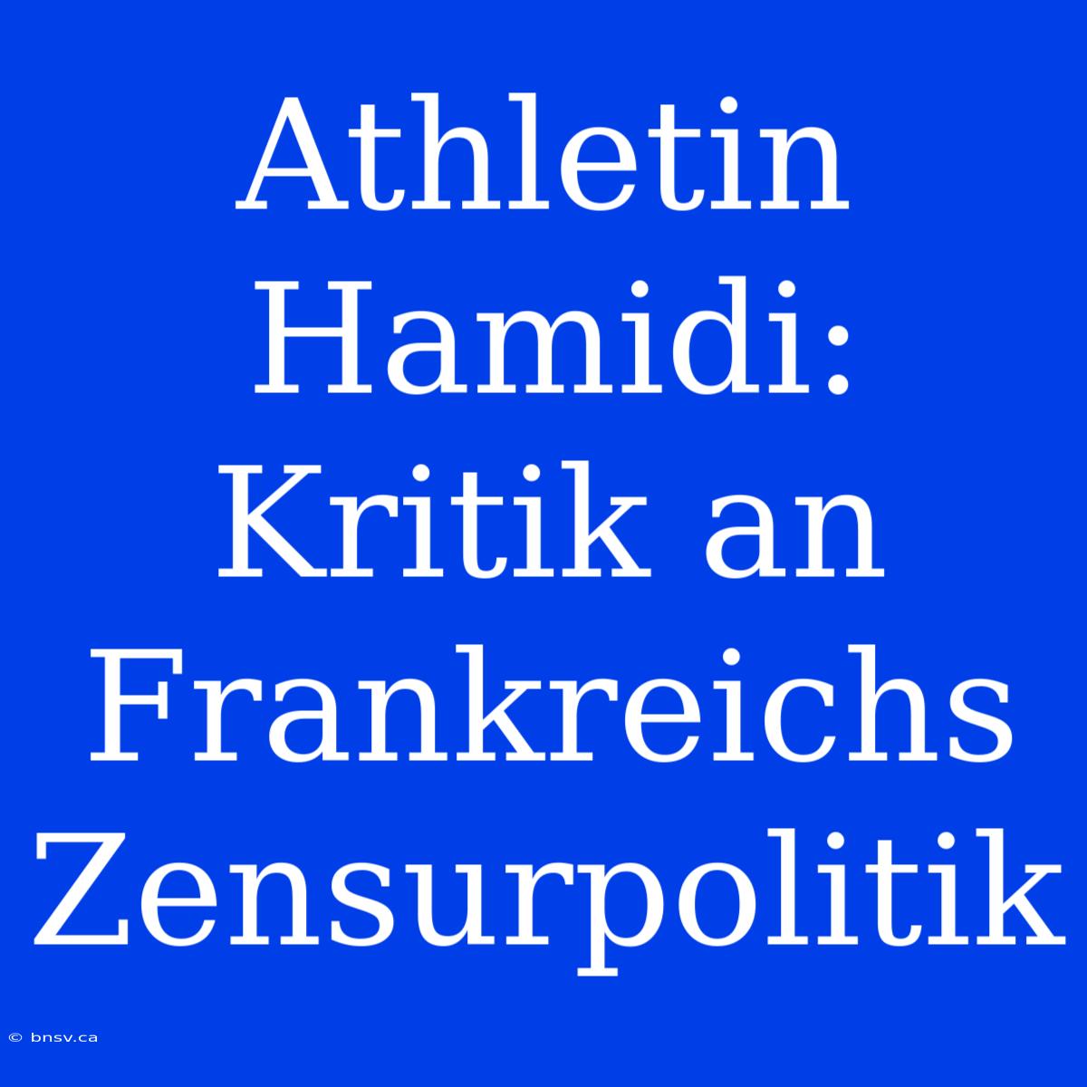 Athletin Hamidi: Kritik An Frankreichs Zensurpolitik