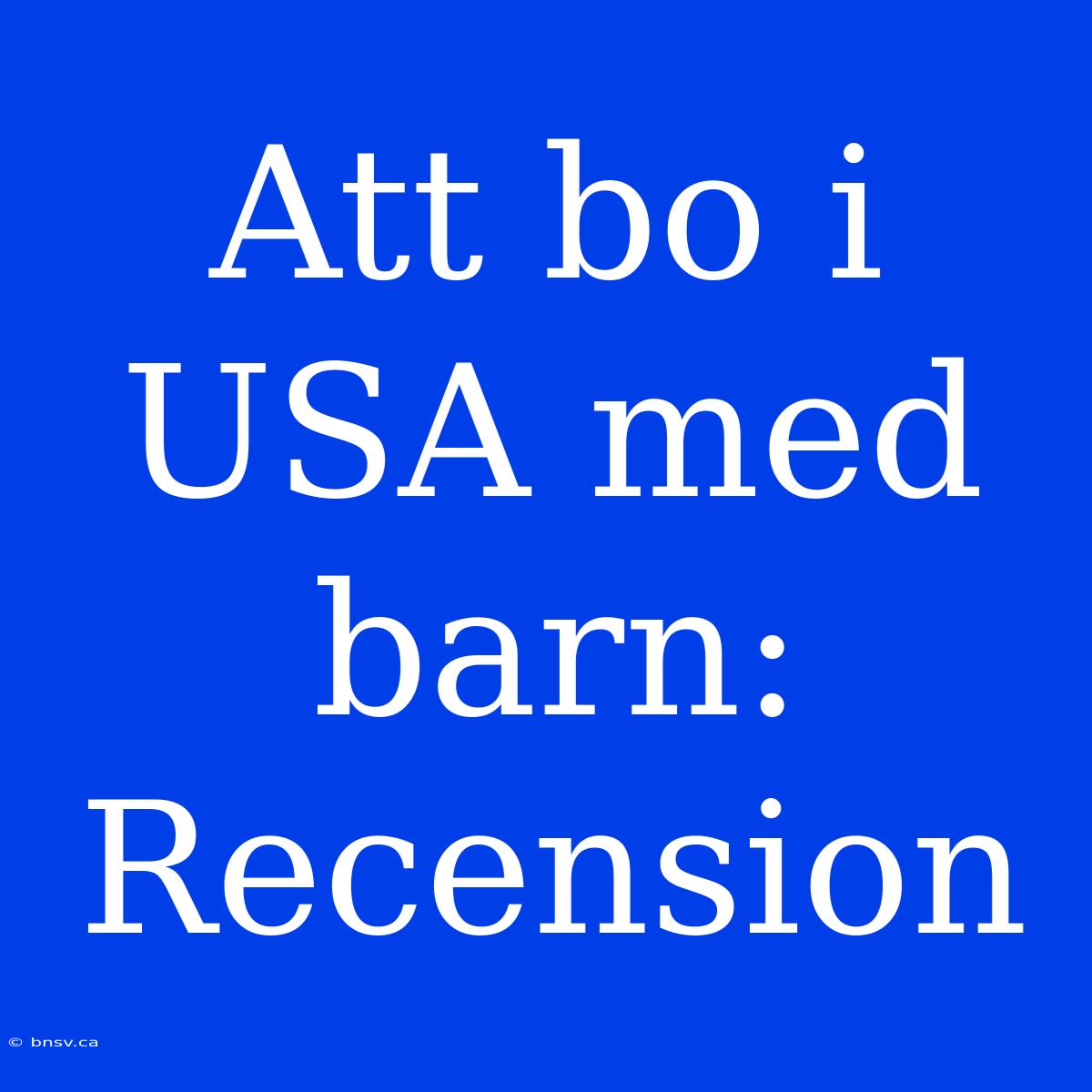 Att Bo I USA Med Barn: Recension