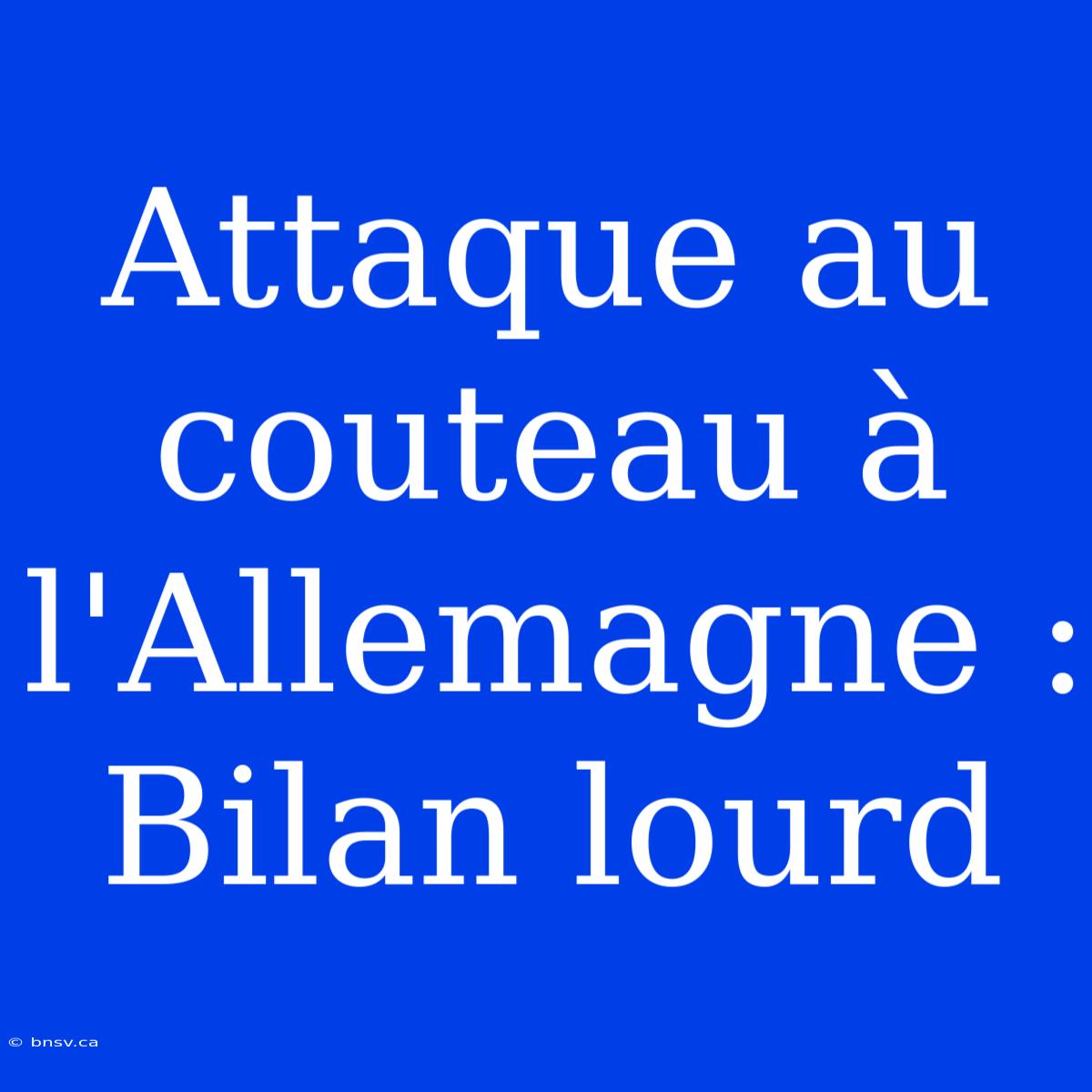 Attaque Au Couteau À L'Allemagne : Bilan Lourd