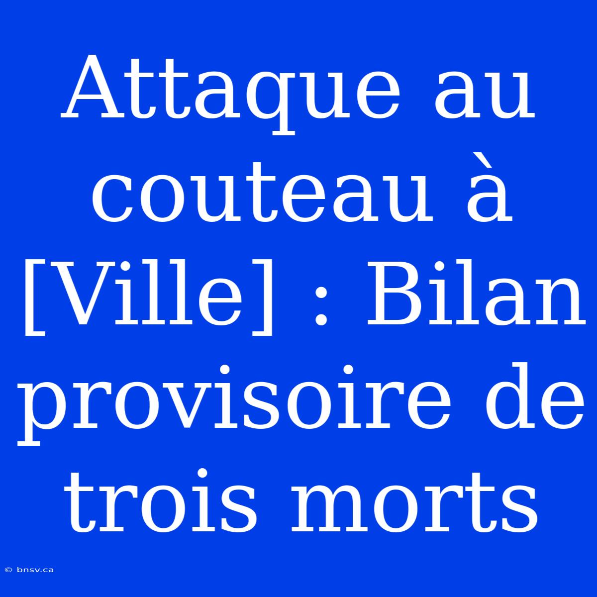 Attaque Au Couteau À [Ville] : Bilan Provisoire De Trois Morts