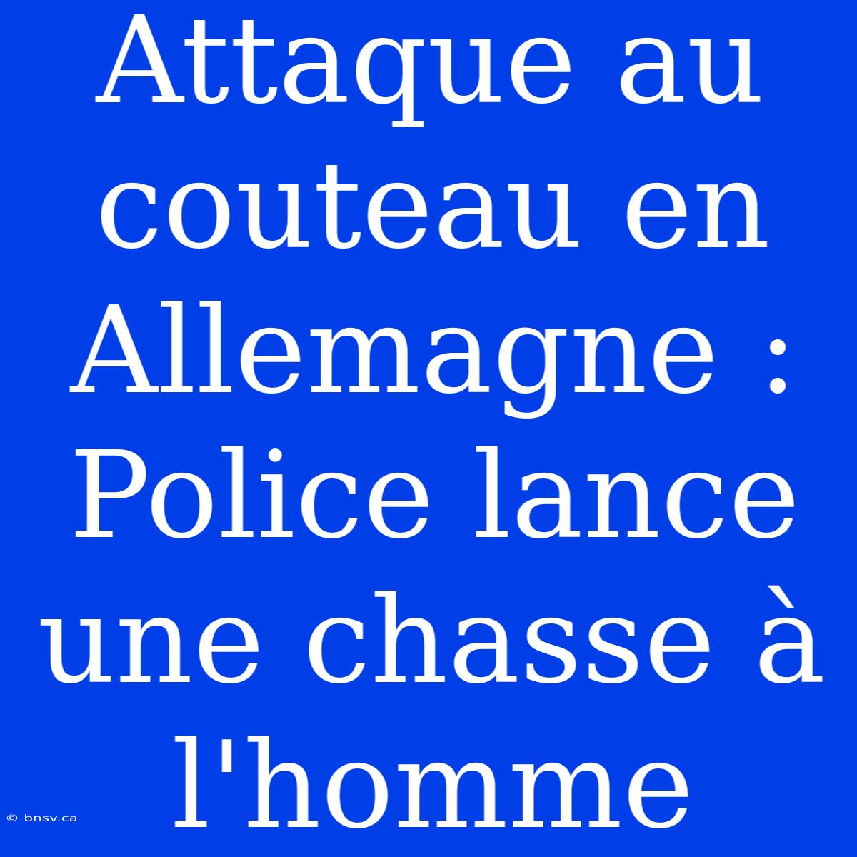 Attaque Au Couteau En Allemagne : Police Lance Une Chasse À L'homme