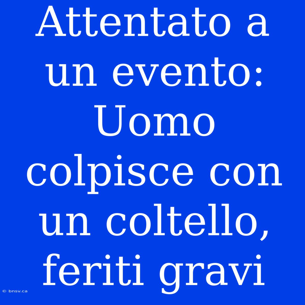 Attentato A Un Evento: Uomo Colpisce Con Un Coltello, Feriti Gravi