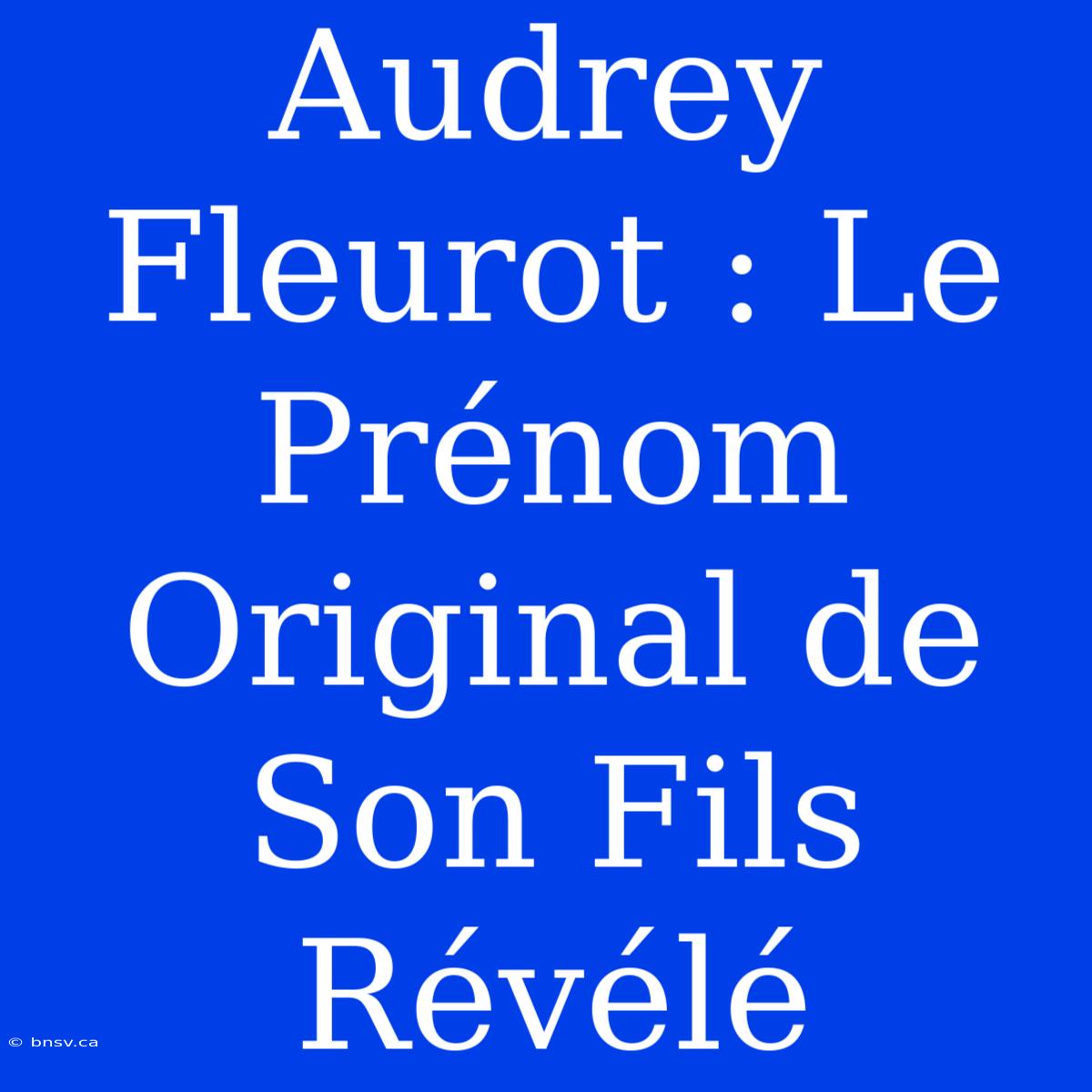 Audrey Fleurot : Le Prénom Original De Son Fils Révélé