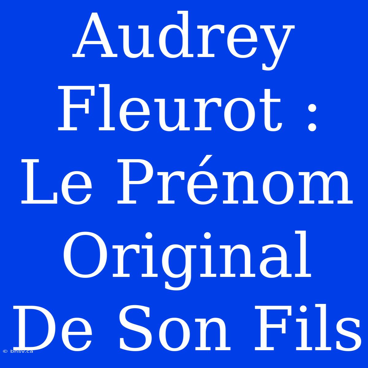 Audrey Fleurot : Le Prénom Original De Son Fils