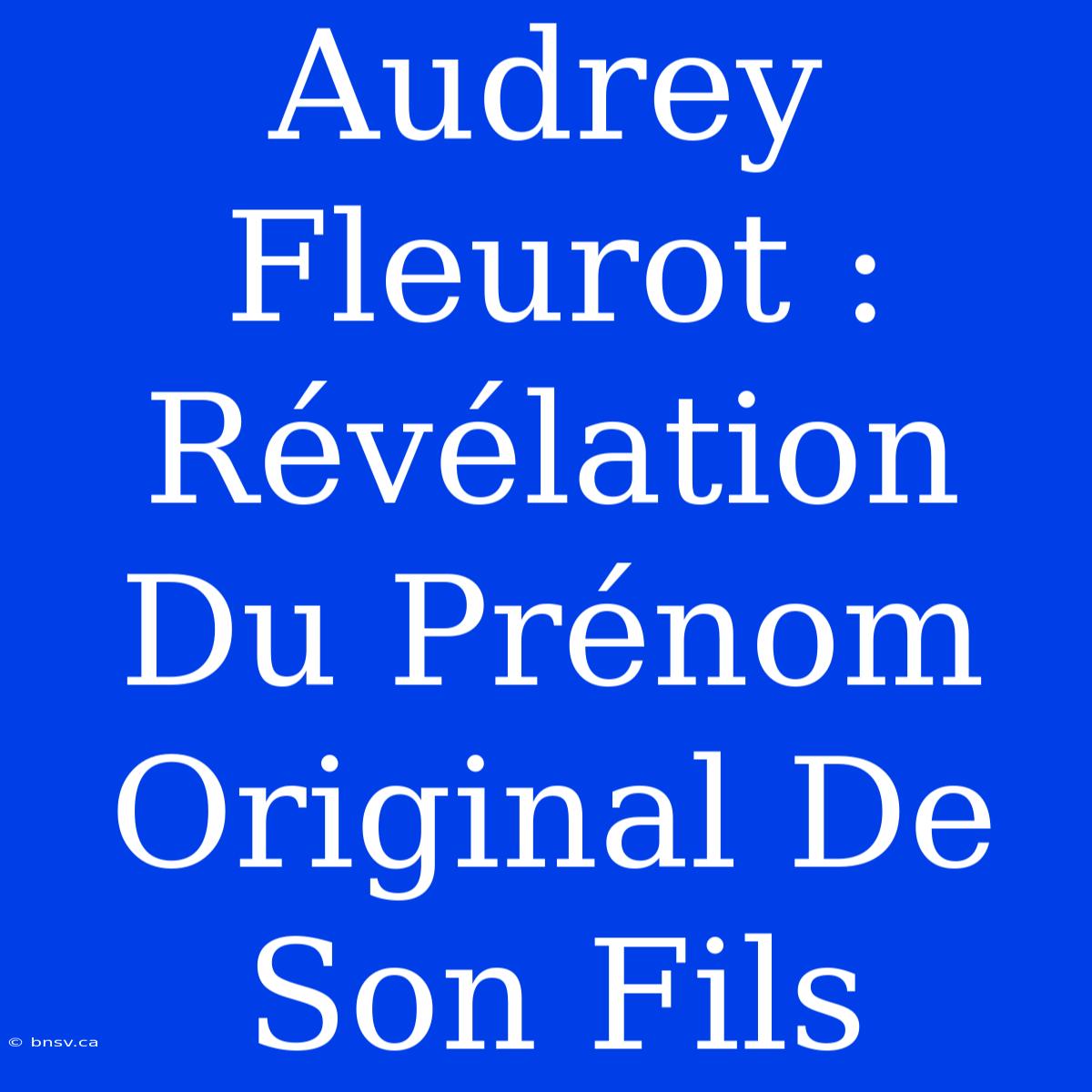 Audrey Fleurot : Révélation Du Prénom Original De Son Fils