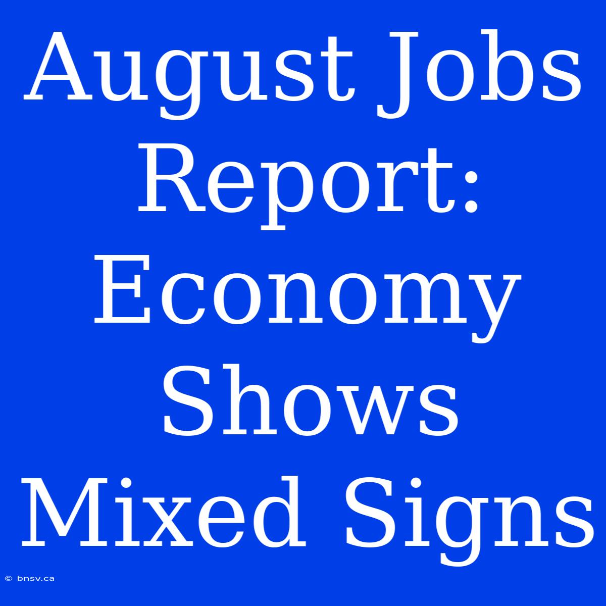 August Jobs Report: Economy Shows Mixed Signs