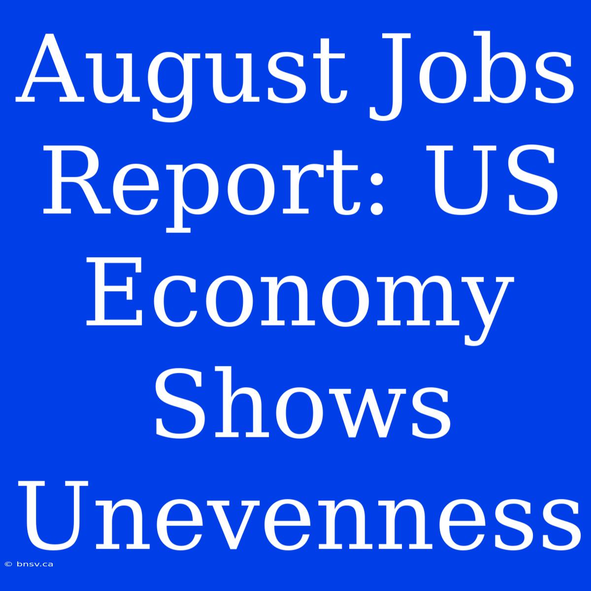 August Jobs Report: US Economy Shows Unevenness