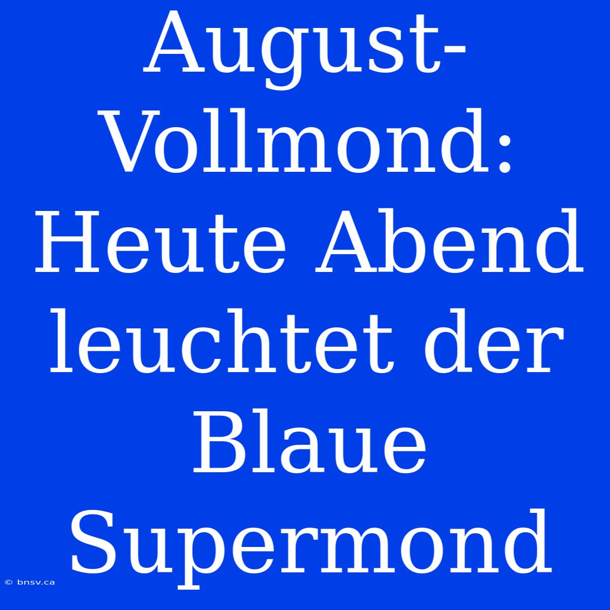 August-Vollmond: Heute Abend Leuchtet Der Blaue Supermond