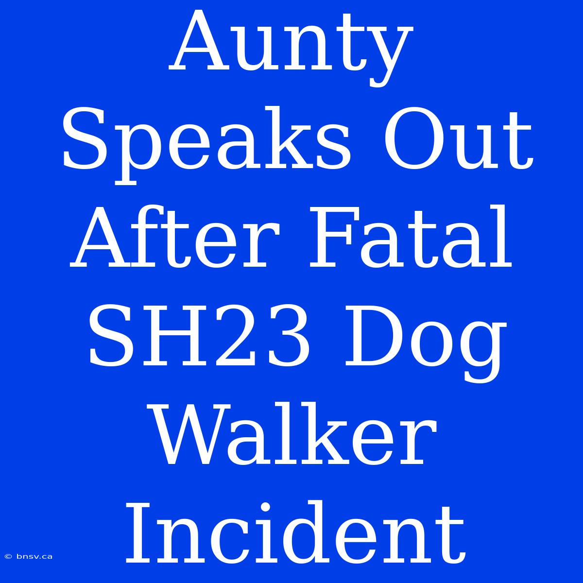 Aunty Speaks Out After Fatal SH23 Dog Walker Incident