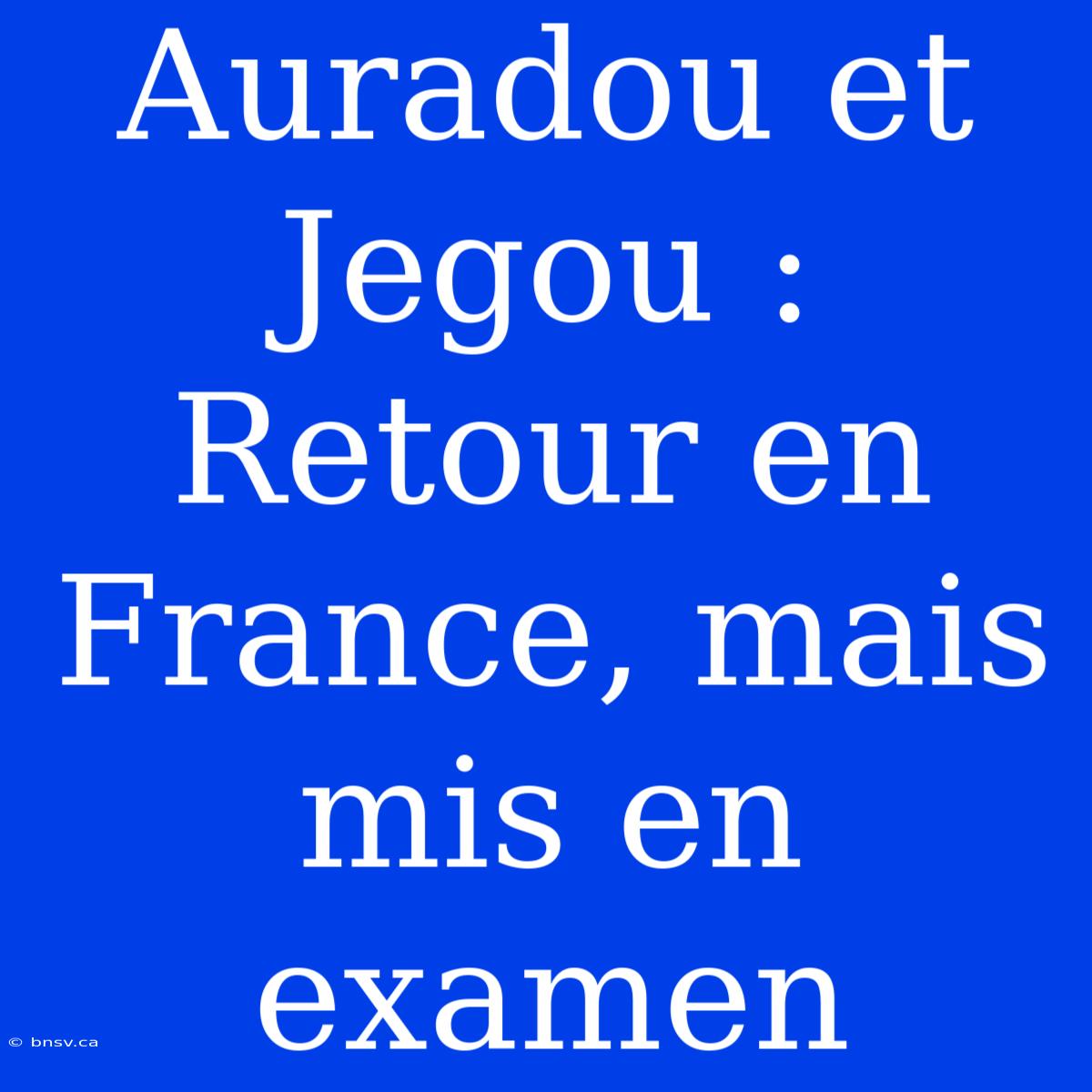 Auradou Et Jegou : Retour En France, Mais Mis En Examen