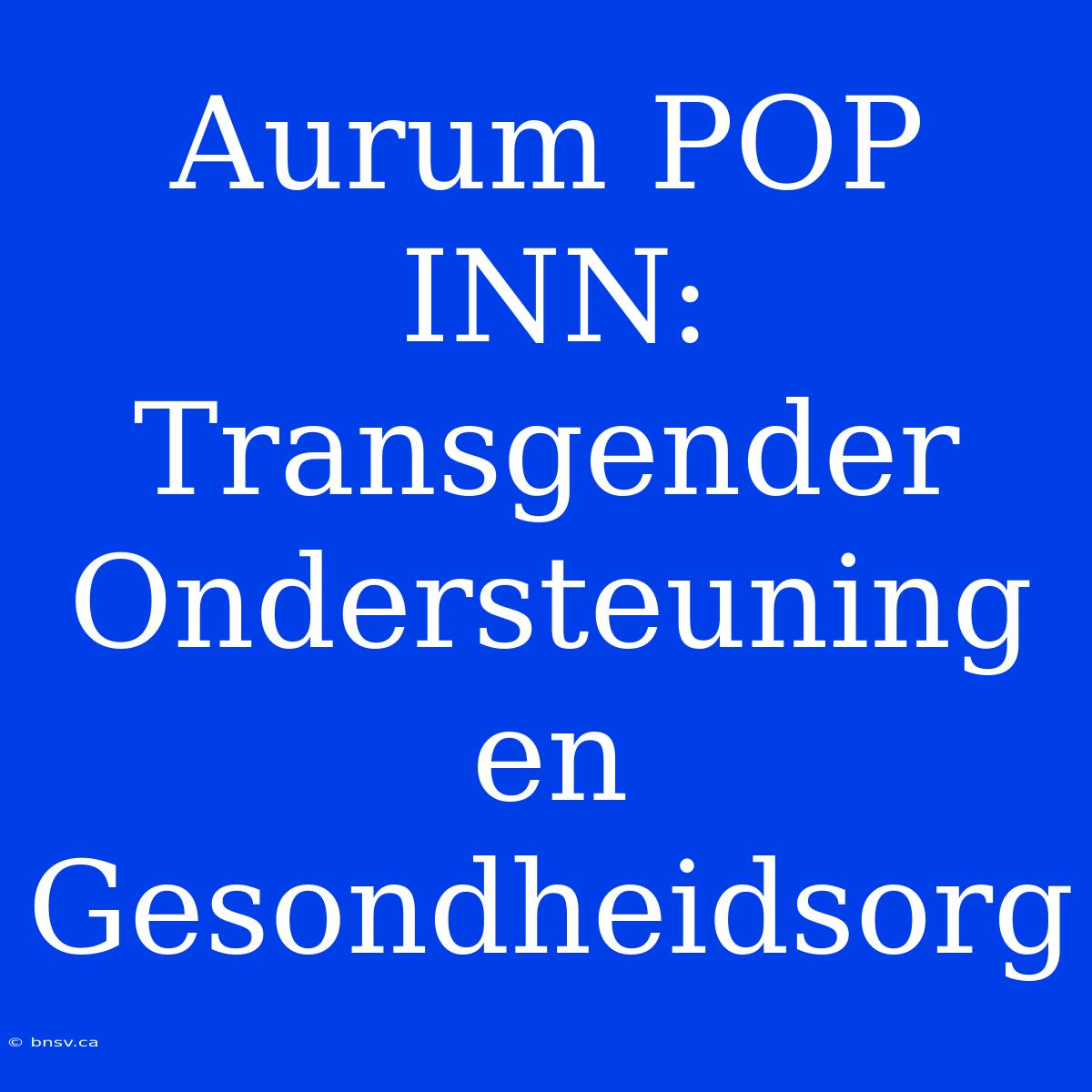 Aurum POP INN: Transgender Ondersteuning En Gesondheidsorg