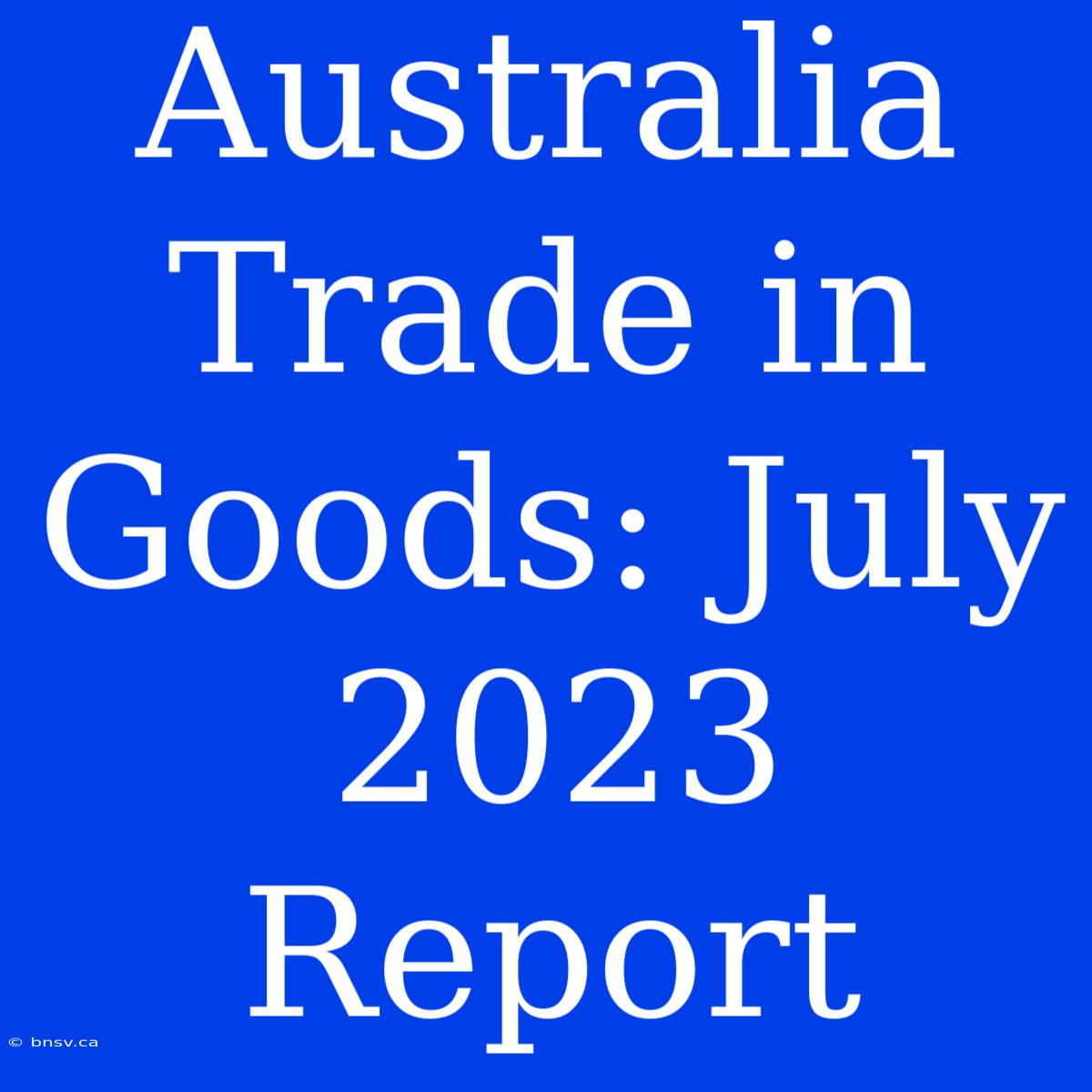 Australia Trade In Goods: July 2023 Report